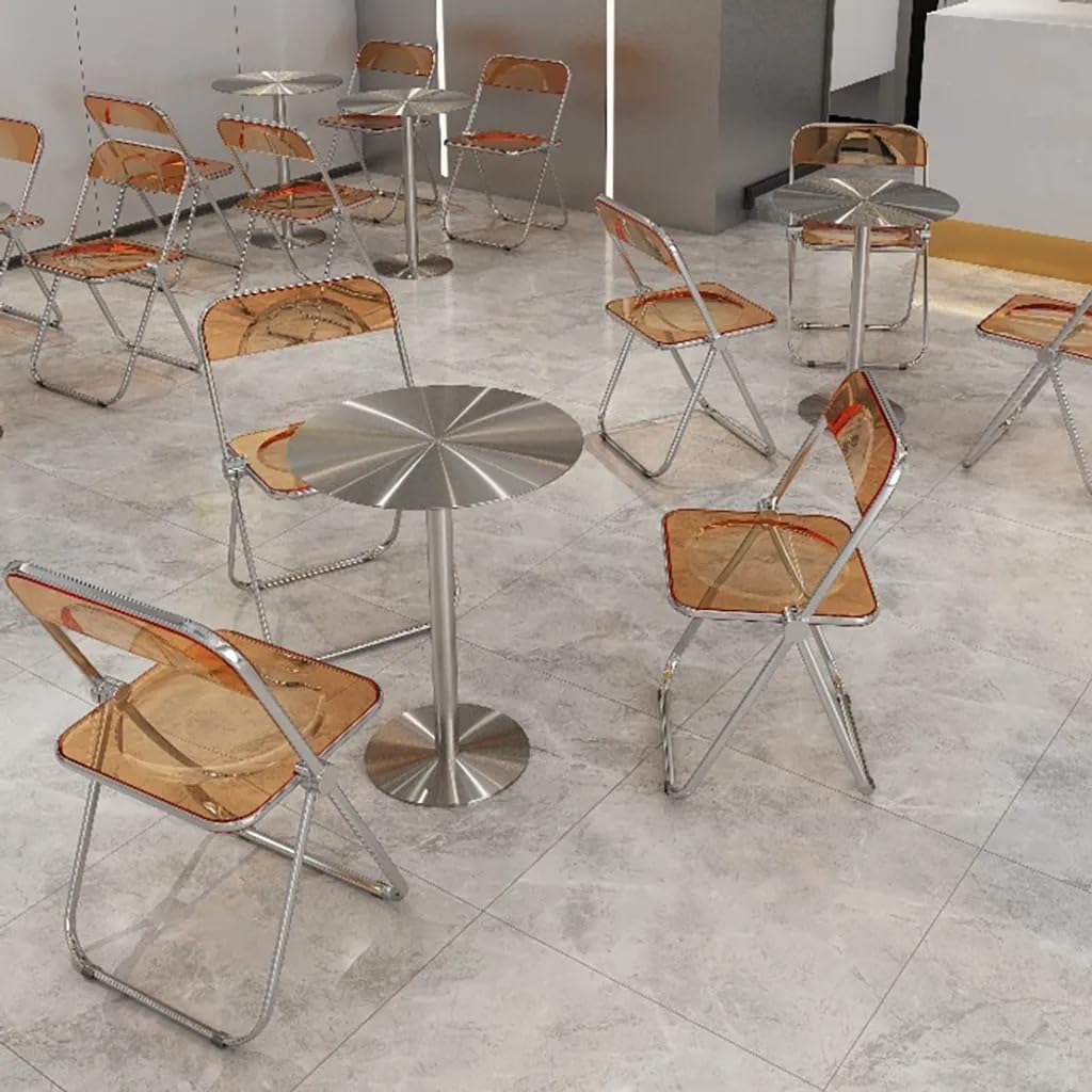 Mesa de comedor comercial de acero inoxidable, mesa redonda (40 x 75 cm)