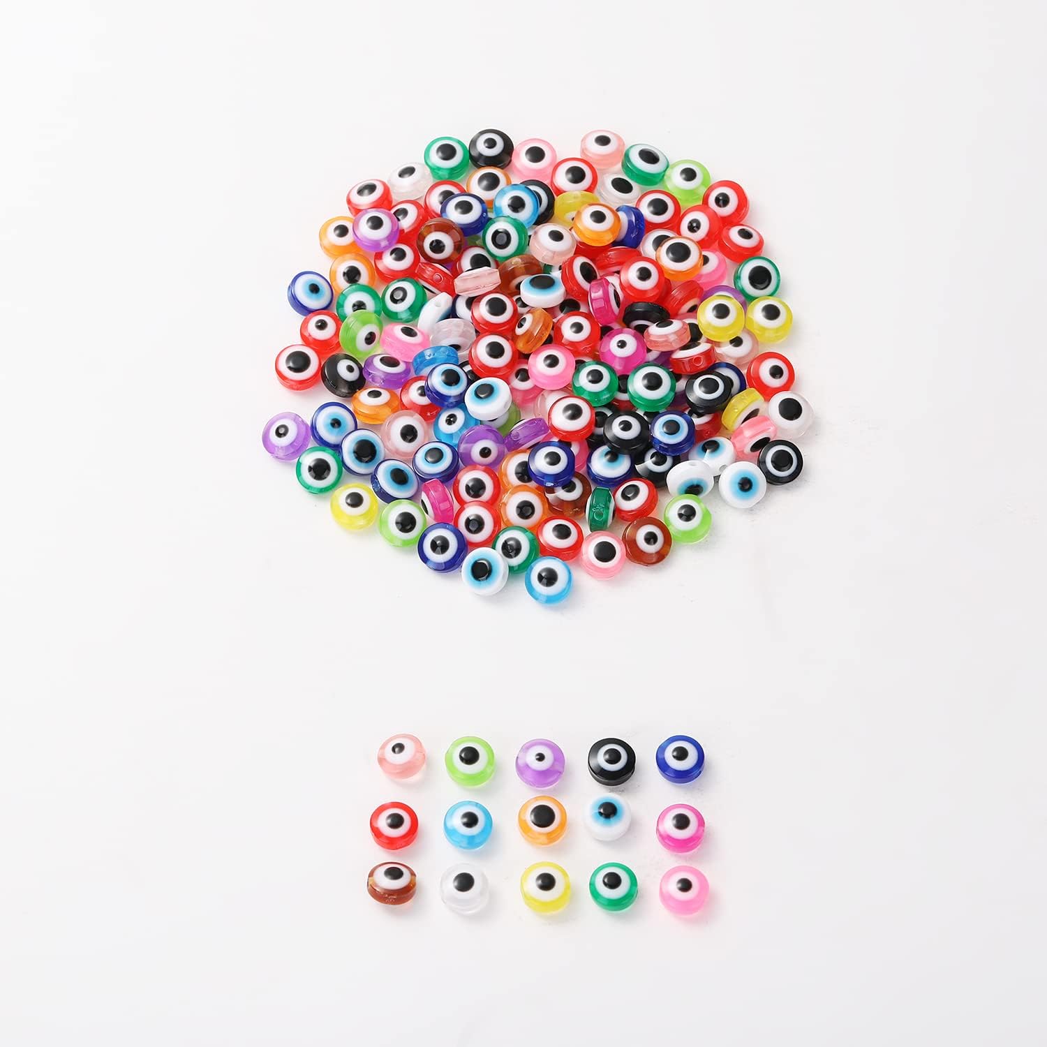 300pcs Evil Eye Beads for Jewelry Making,Flat Round Bead 8mm Spacer Beads for Bracelets Handicraft Kit(Mixed Color) - Image 6
