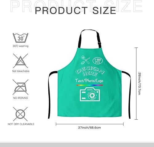 Miniatura 7 de Delantal personalizado para mujeres y hombres, haz tu propio nombre, foto personalizado, delantal de cocina de chef, 1-100 piezas delantales de