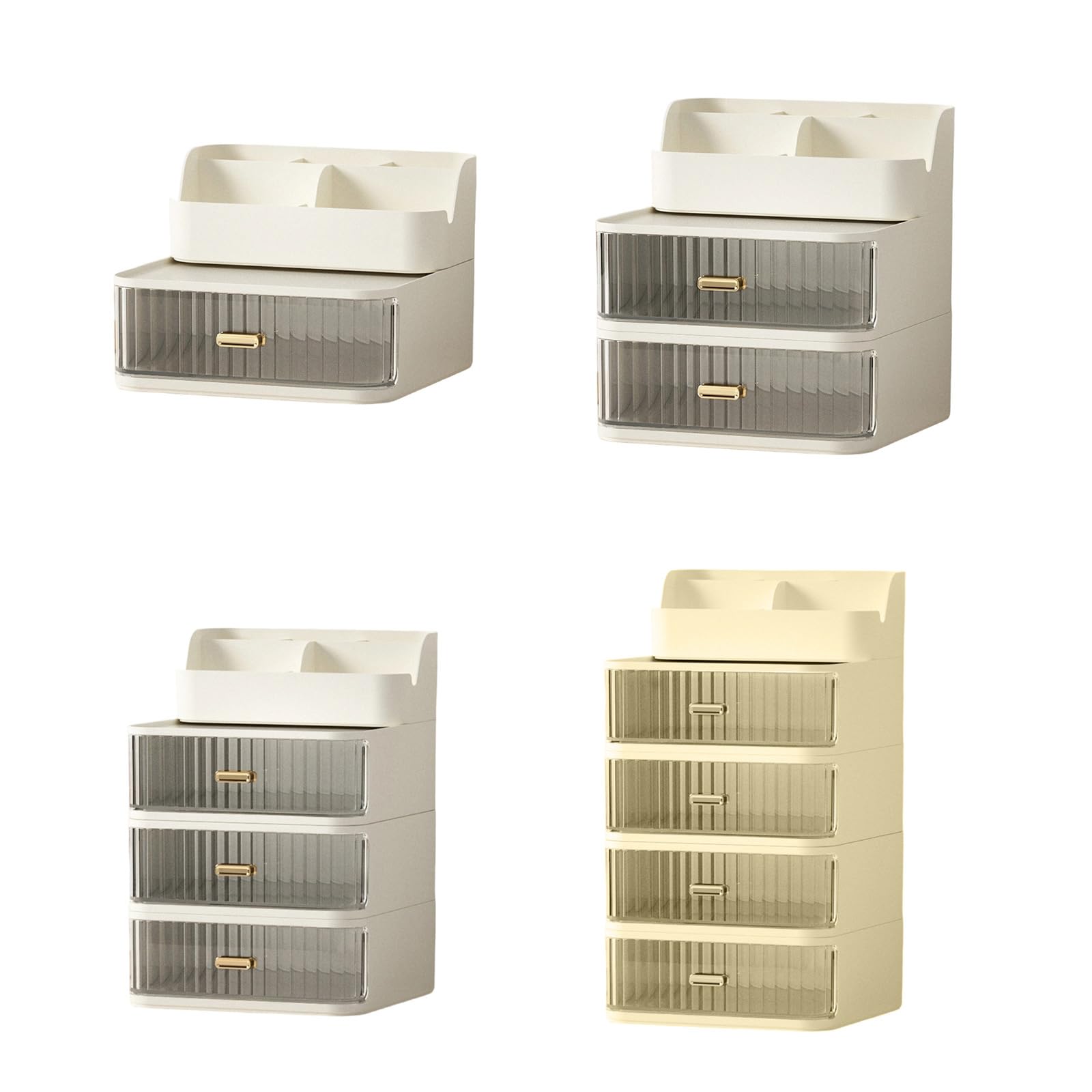 Plateau de rangement multifonction avec tiroir transparent empilable pour cosmétiques, stylos, marqueurs, boîte de rangement