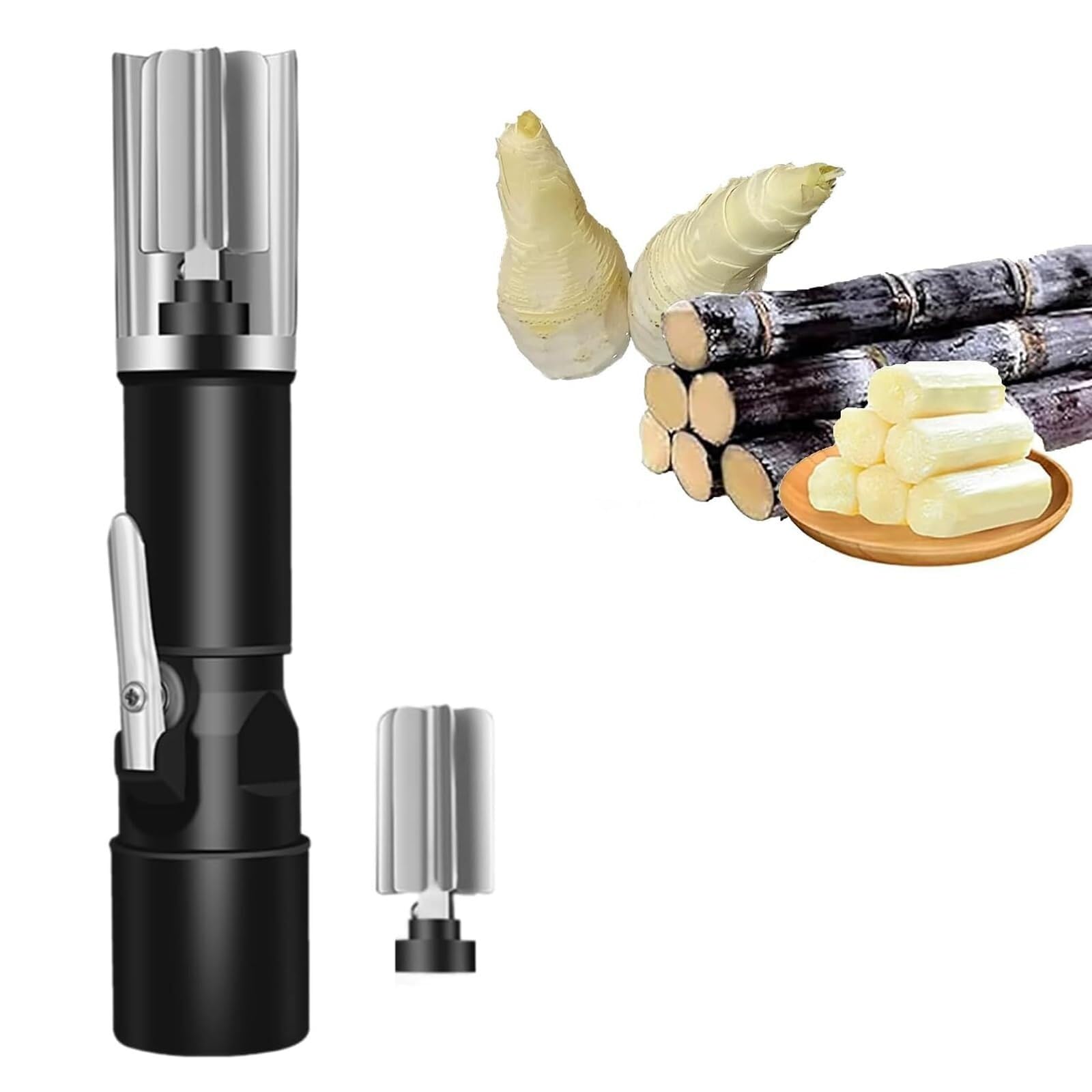 Pelapatate Canna da Zucchero Elettrica，7500RPM 2 modalità Interruttore，Impermeabile Ricaricabile，Canna Zucchero Ananas Sprighe Bambu Zucca Taro