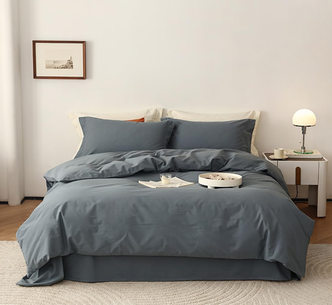 Parure de lit bleu pour lit simple Z18 : finie la literie rêche