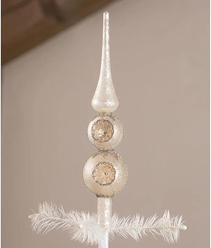 Bethany Lowe Adorno para árbol de Navidad con diseño de mercurio blanco de invierno