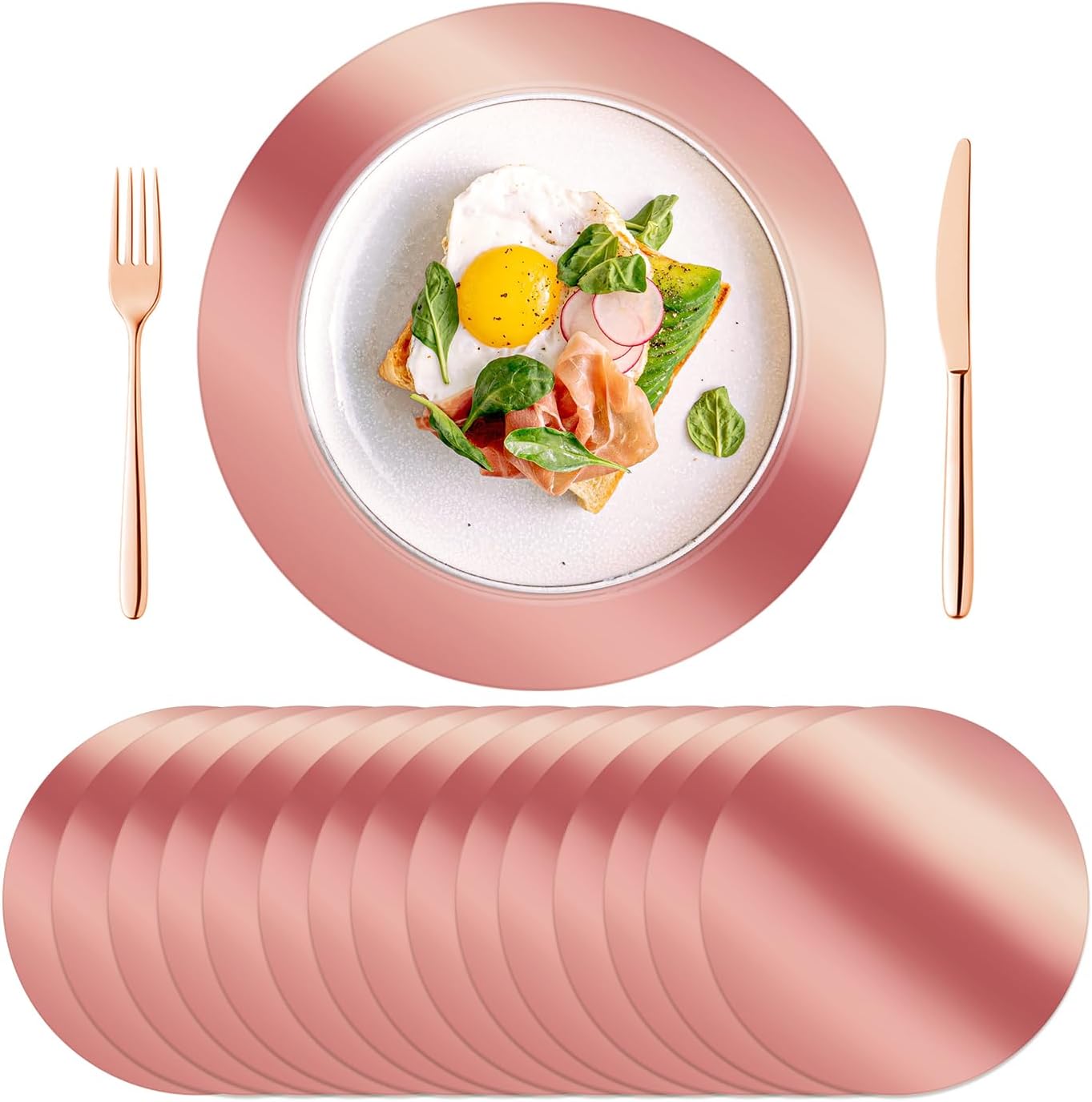 KesaPlan 50PCS Round Rose Gold Placemats, 13" Disposable