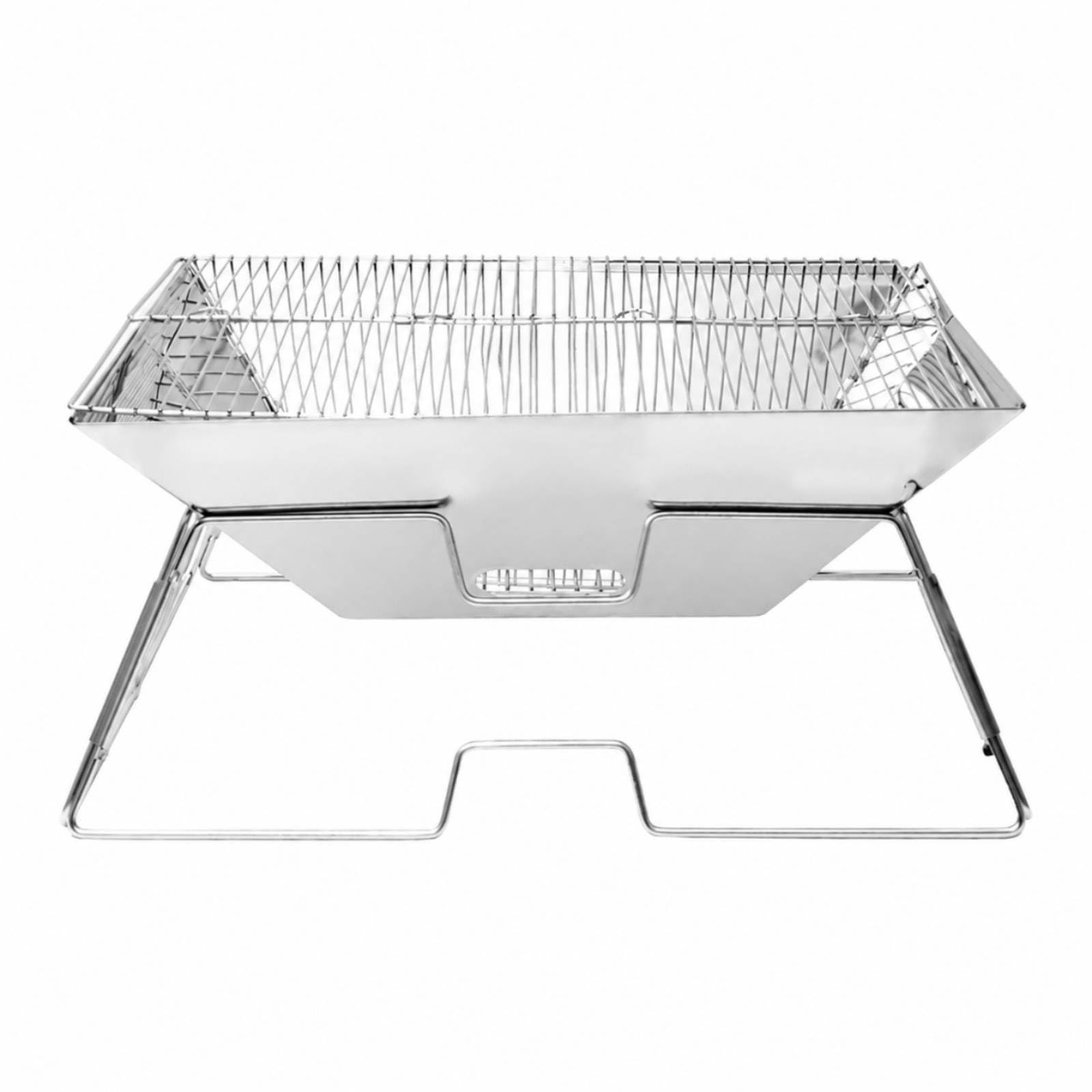 Milageto Parrilla Plegable Carbón Acero Inoxidable Compacta Parrilla Portátil con Rejilla Cocción Ligera Portátil Carbón para Camping, Fogatas