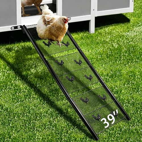 Chicken Coop Ramp Chicken Ladder & Coop Accessories Ladder Length Adjustable for Henhouse Coop Steps for Feet Problem or Cannot Fly Chickens Heavy Duty Sturdy Corrosion-Resistant and Waterproof