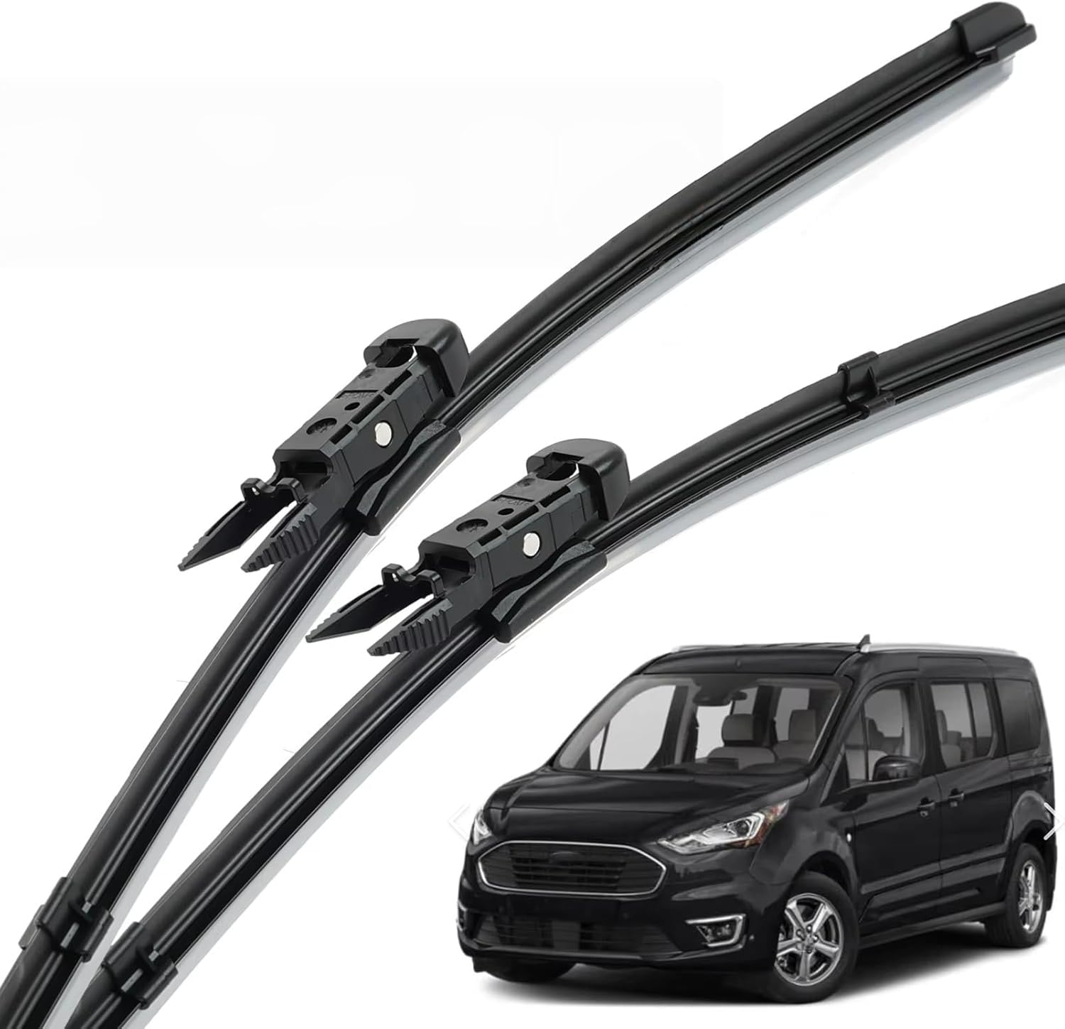 liufangfc Front Windscreen Beam Wipers for Ford Transit Connect MK2 2014-2023 28"+28", Set of 2 Replacement Blades with Pre-assembled Adapter, Only for Right-Hand Drive (UK)