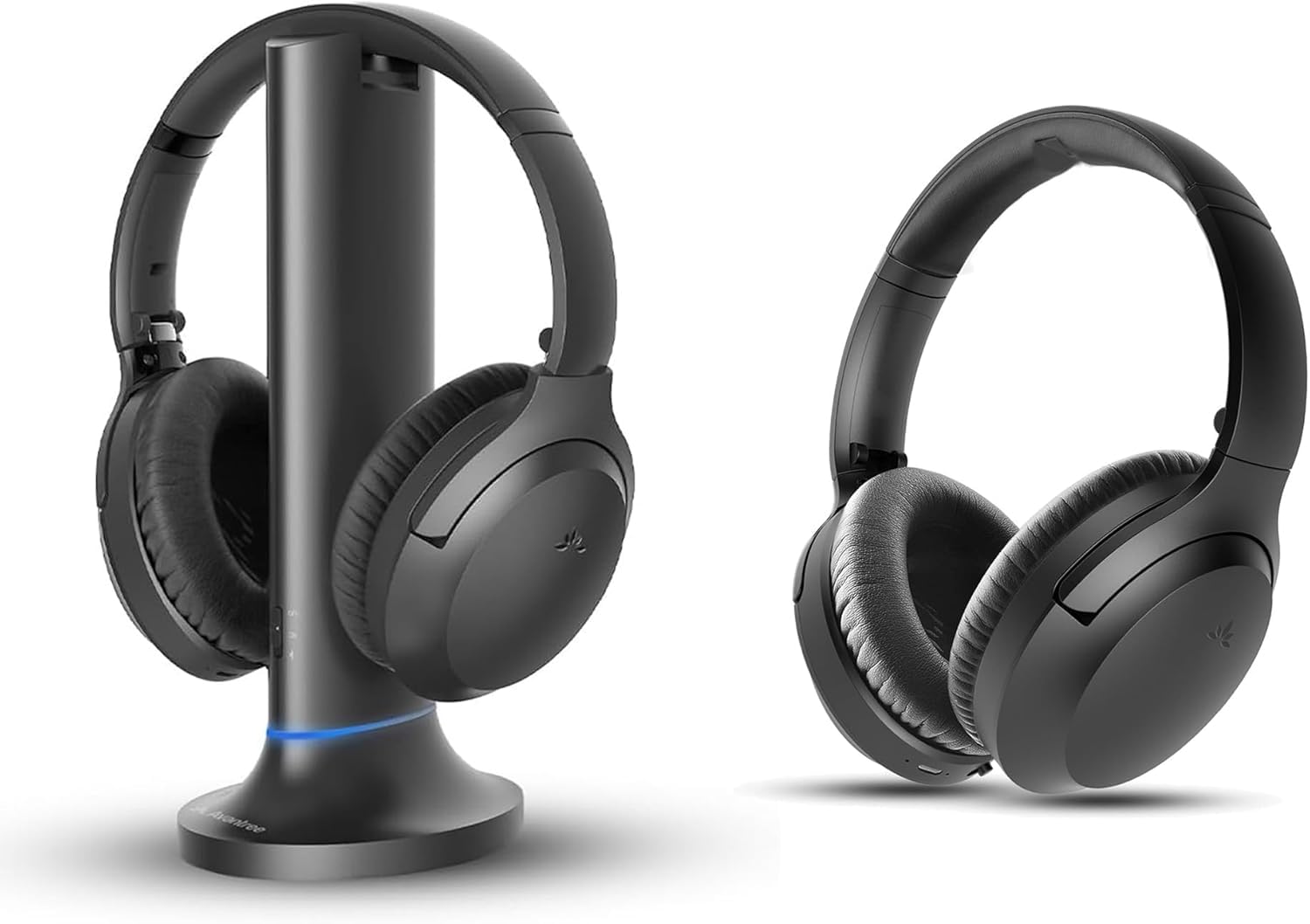 Avantree Opera Plus & AS90K Bundle – Auriculares Inalámbricos para TV con Base de Carga y Transmisor, Ideales para Personas Mayores, Modos Cine y Diálogo Claro, Volumen Mejorado