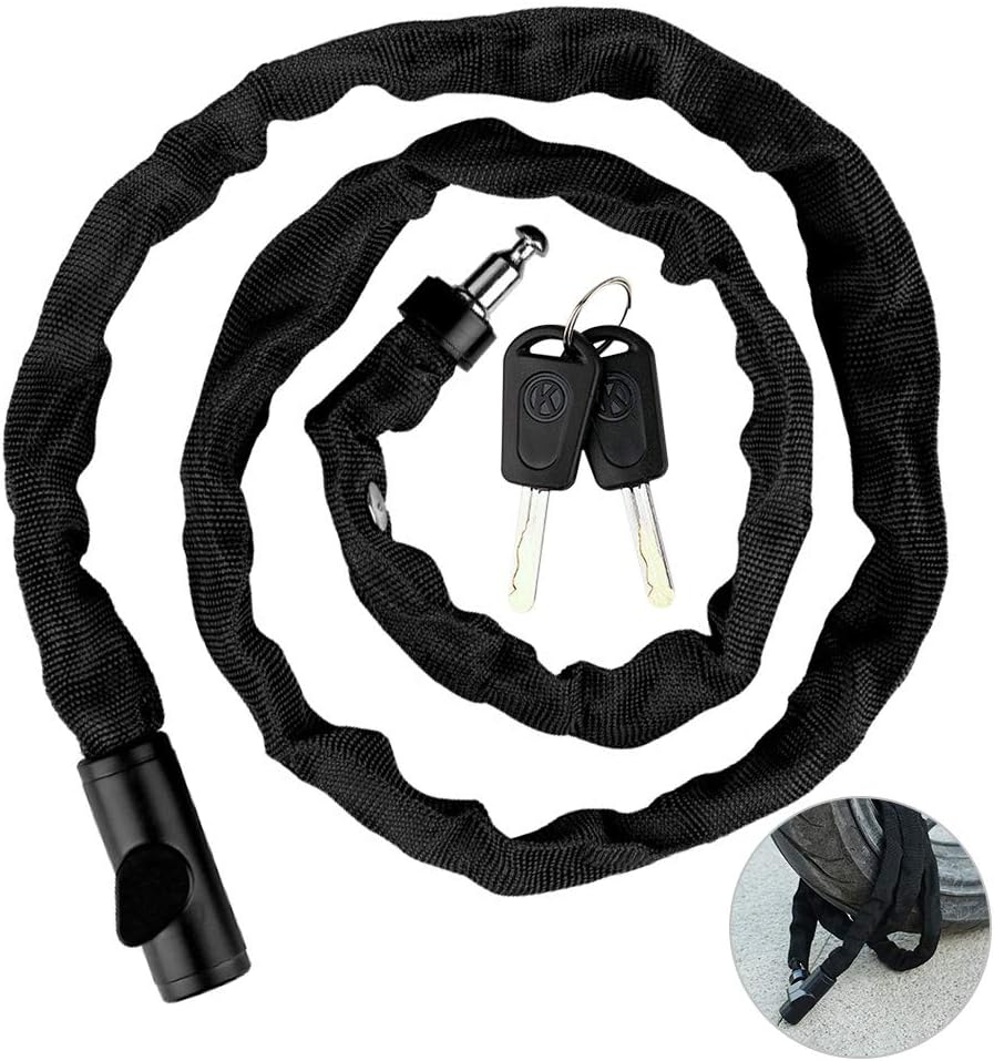 Allnice Bike Lock, 5 Ft Extra Long Chain Lock Heavy Duty Anti-Theft Bicycle Lock Bike Chain Lock with 2 Keys, Great for Bicycle, Motobike, Gate, Sports Equipments and More