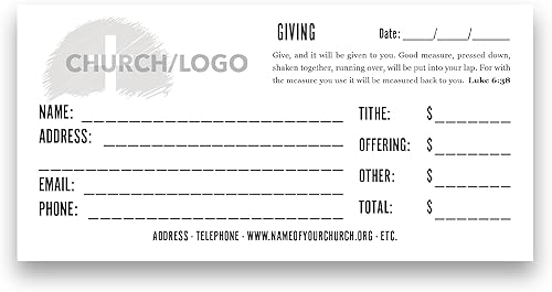 500 sobres personalizados de diezmos y ofrendas para iglesia | Sobres de diezmos personalizables para iglesia | Añade tu logotipo y diseño | Empresa