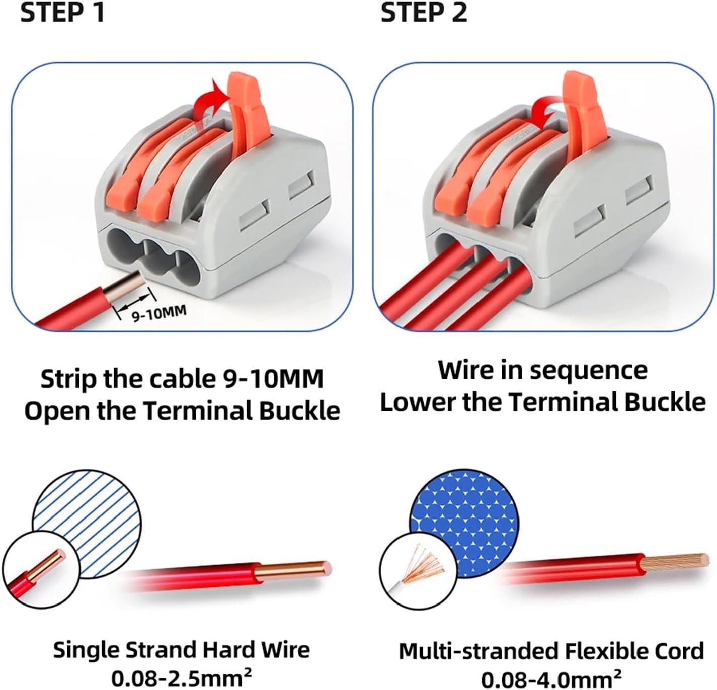 43/100PCS-Box Quick Wire Connectors 2/3/4/5/8 Ports Cable Home Assortment Terminal Block Push in Lever Splice Connectors(43PCS)