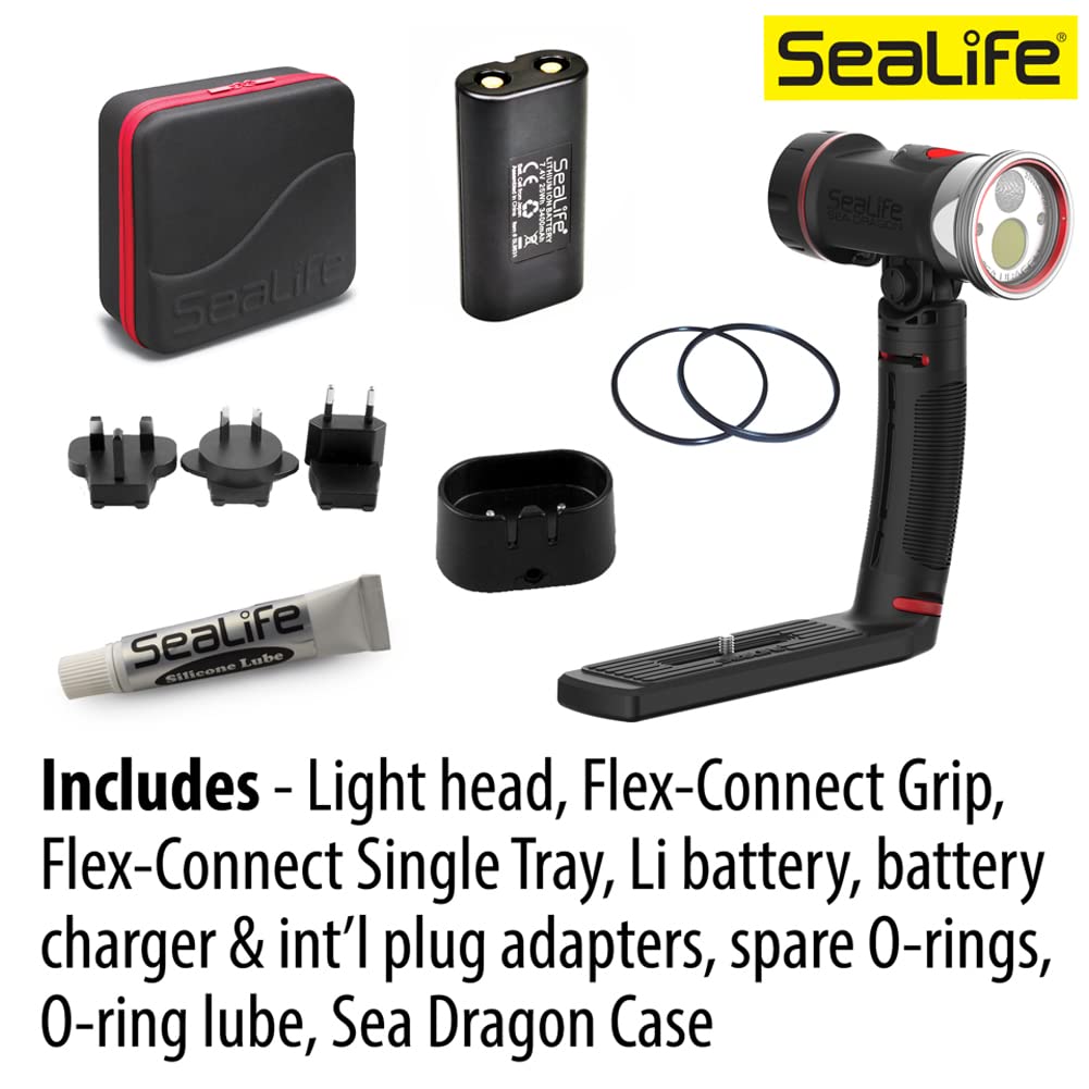 SeaLife Sea Dragon 3000SF Pro Dual Beam Rot Unterwasser-Licht 100m Tiefe Rotlicht Nachtsicht inkl. Montagesystem Batterien Netzteil