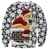 Herberton Herren Hässlicher Weihnachtspullover Sweater 3D-Grafikdruck Unisex Lustiger Pullover Urlaubspullover Unpassend Grün M