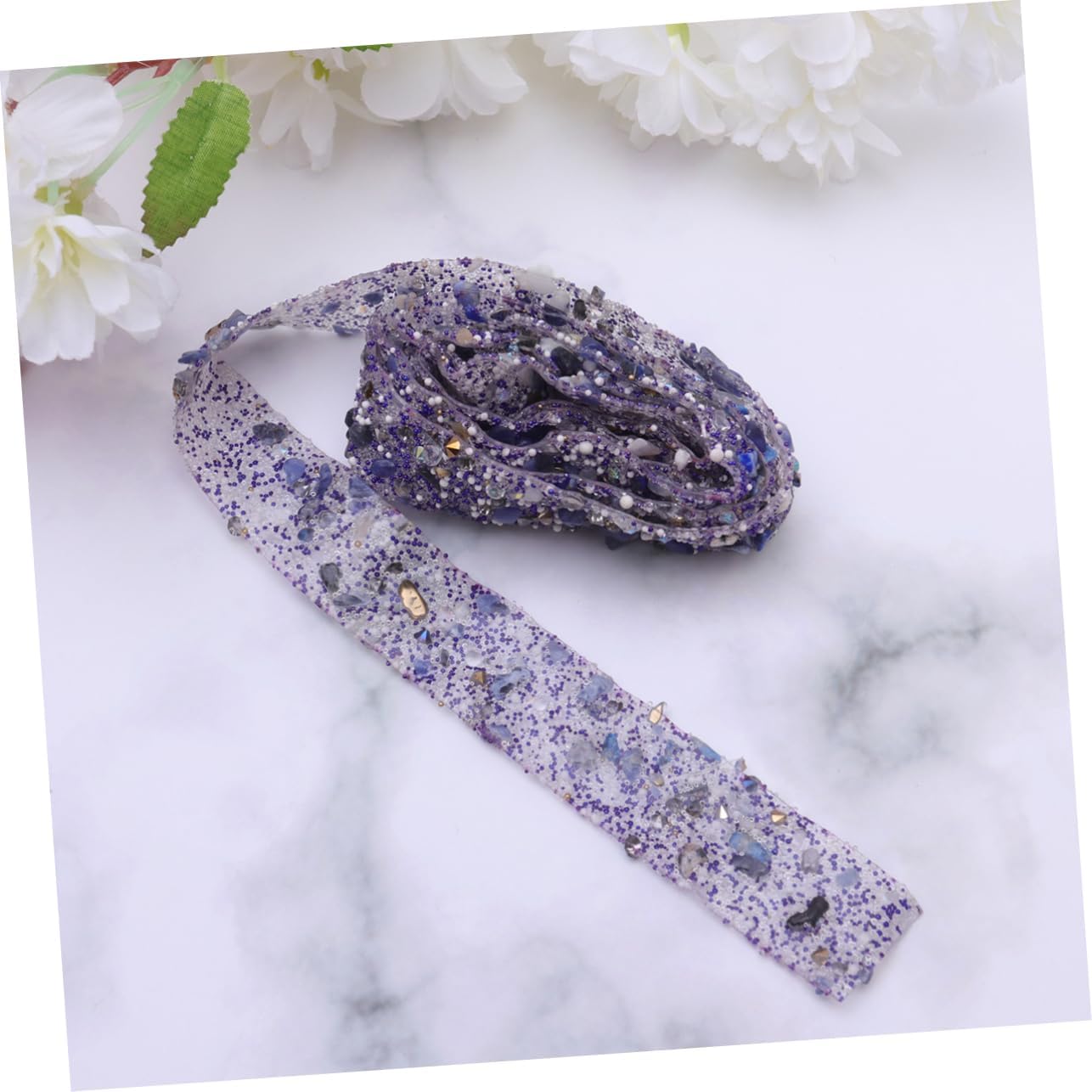 Colorful Rhinestone Trim Bling Ribbon for DIY Dress Sash Belt Bags Shoes Embellishments Purple Easy to Sew