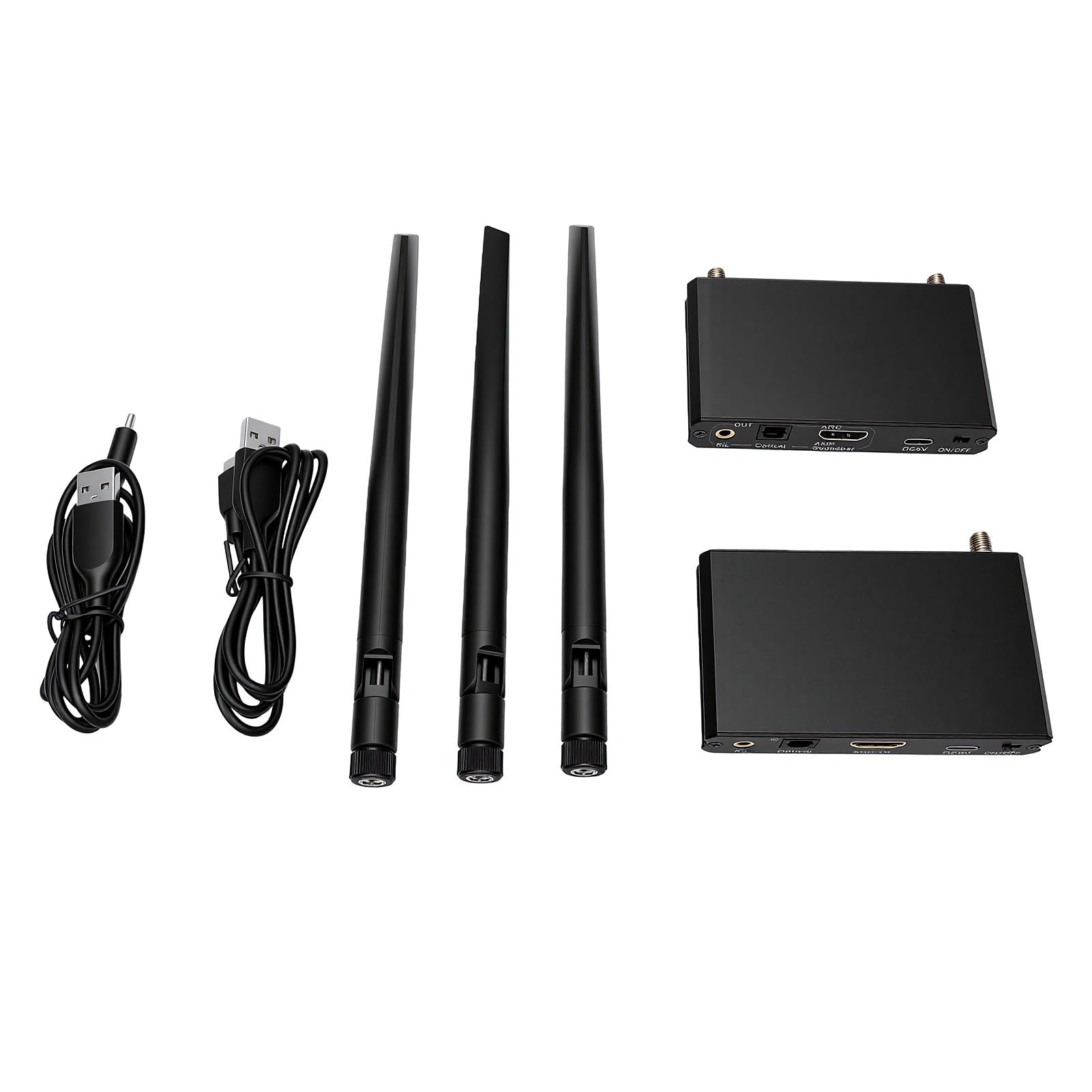 Tangxi Juego de Receptor y Transmisor de Audio Inalámbrico de 2,4 GHz, Kit de Adaptador de Sonido Inalámbrico Bluetooth 5.3 con Adaptador de Audio óptico ARC de 3,5 Mm, Largo Alcance de
