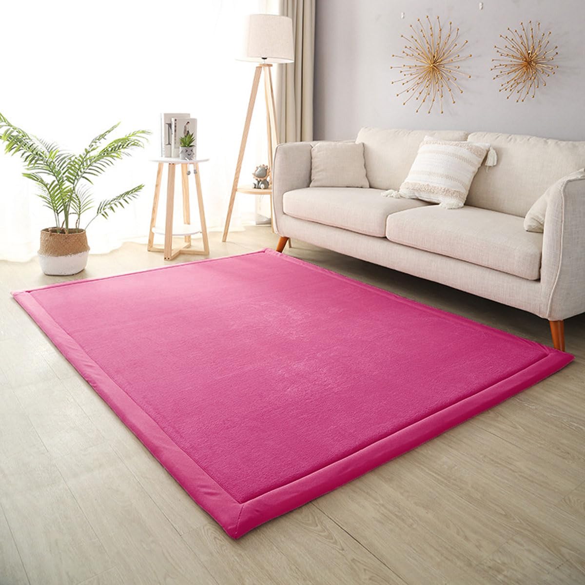DSSHENGDS Coral Velvet Rug for Bedroom Dormitory Yoga,Home Decor for Living Room,Educational Classroom Nursery Bedroom Crawling Mat Non-slip Rug 2cm-F- 180 * 180cm