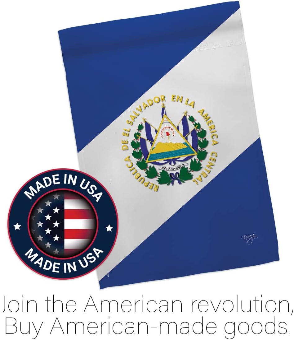 Breeze Decor G158151 El Salvador Flags of the World Nationality Impressions Decorative Vertical Garden Flag 13" x 18.5" Printed In USA Multi-Color
