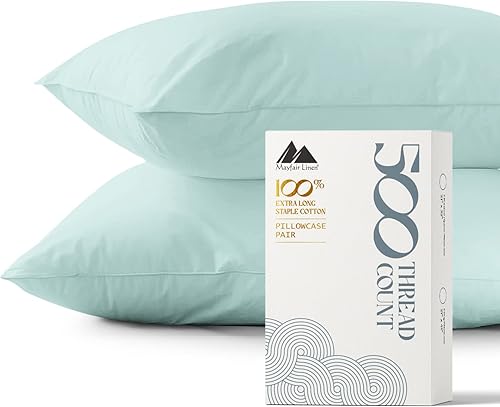 Miniatura 60 de Mayfair Linen 100% Cotton King Size Pillow Cases Set of 2-500 Thread Count Pillow Cases King Size Set of 2 (Dark Grey), Luxuriously Soft Hotel