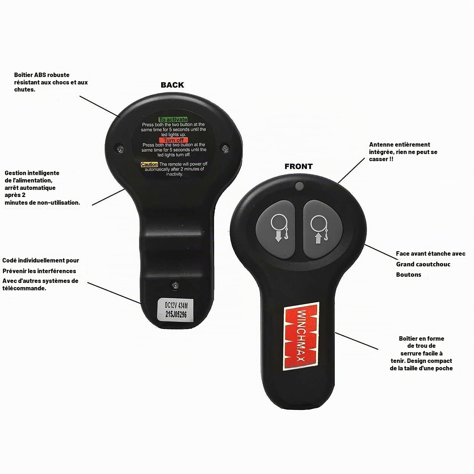Winchmax Télécommande sans fil double combiné pour treuil, 12 V