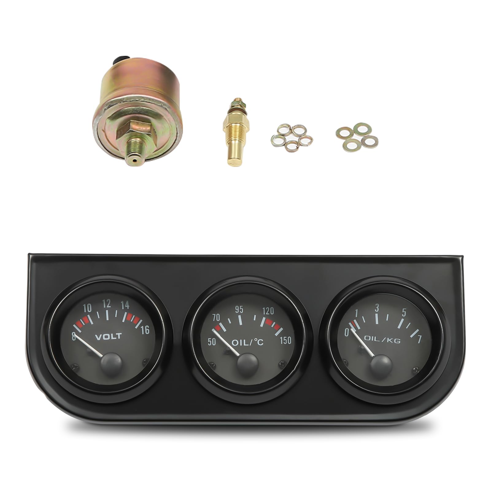52 mm dodatkowe instrumenty 3 w 1 z diodami LED, zestaw Triple Gauge – woltomierz, temperatura oleju, wskaźnik ciśnienia oleju, wielofunkcyjne dodatkowe instrumenty DC 12 V do samochodu