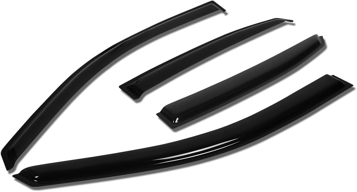 DNA MOTORING WVS-T2-0072 Vent Window Visor Deflector Rain/Sun Guard (4pcs, Dark Smoke), 1 Pack