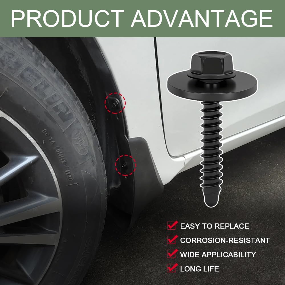 20PCS Fender Liner Screws, Car Bumper Cover Retainer Clips, Car Splash Shield Fender Liner Bolt, Auto Wheelhouse Liner Bolt Screw Compatible with Most Cars, Replaces OEM# 11570498