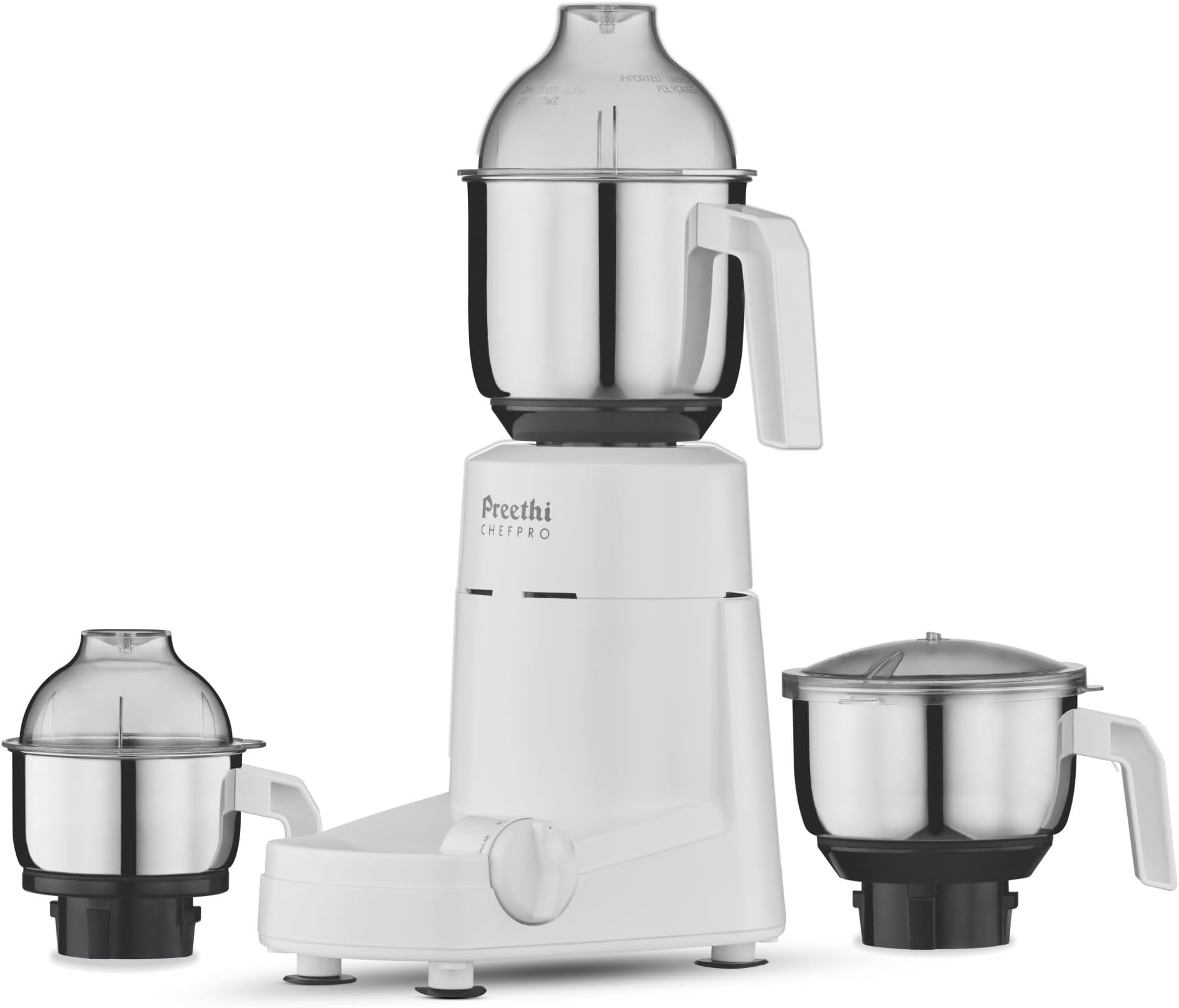 Chef Pro Mixer Grinder for Kitchen |L-shaped 750 watt Mixie, 3 jars| 2 Yr product warranty, Lifelong Free service | White