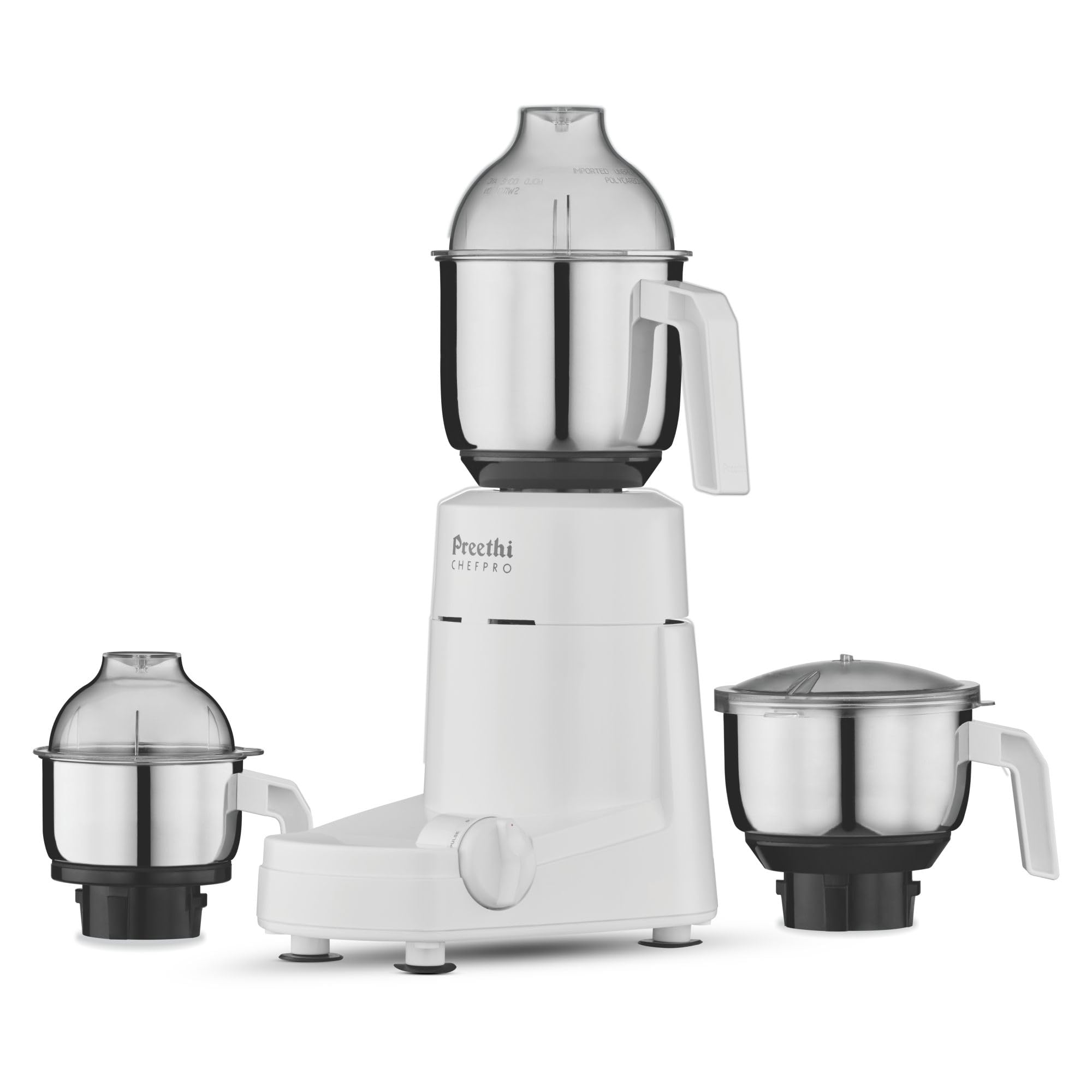 Chef Pro Mixer Grinder for Kitchen |L-shaped 750 watt Mixie, 3 jars| 2 Yr product warranty, Lifelong Free service | White