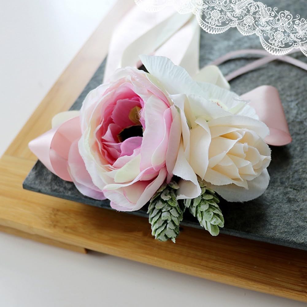 Autoschmuck Hochzeit Künstliche Blume Autoschleifen Vintage Rosen Blumenschmuck Hochzeitsdeko Autoschleifen für Hochzeitsfeier Party Schlafzimmer Türgriff Spiegel Champagner 10 Stück