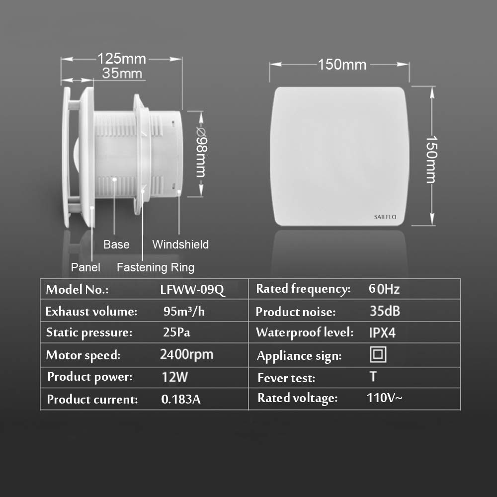 Buy Exhaust Fan 4 Inch the Wall Glass Mount Ventilation Blower with