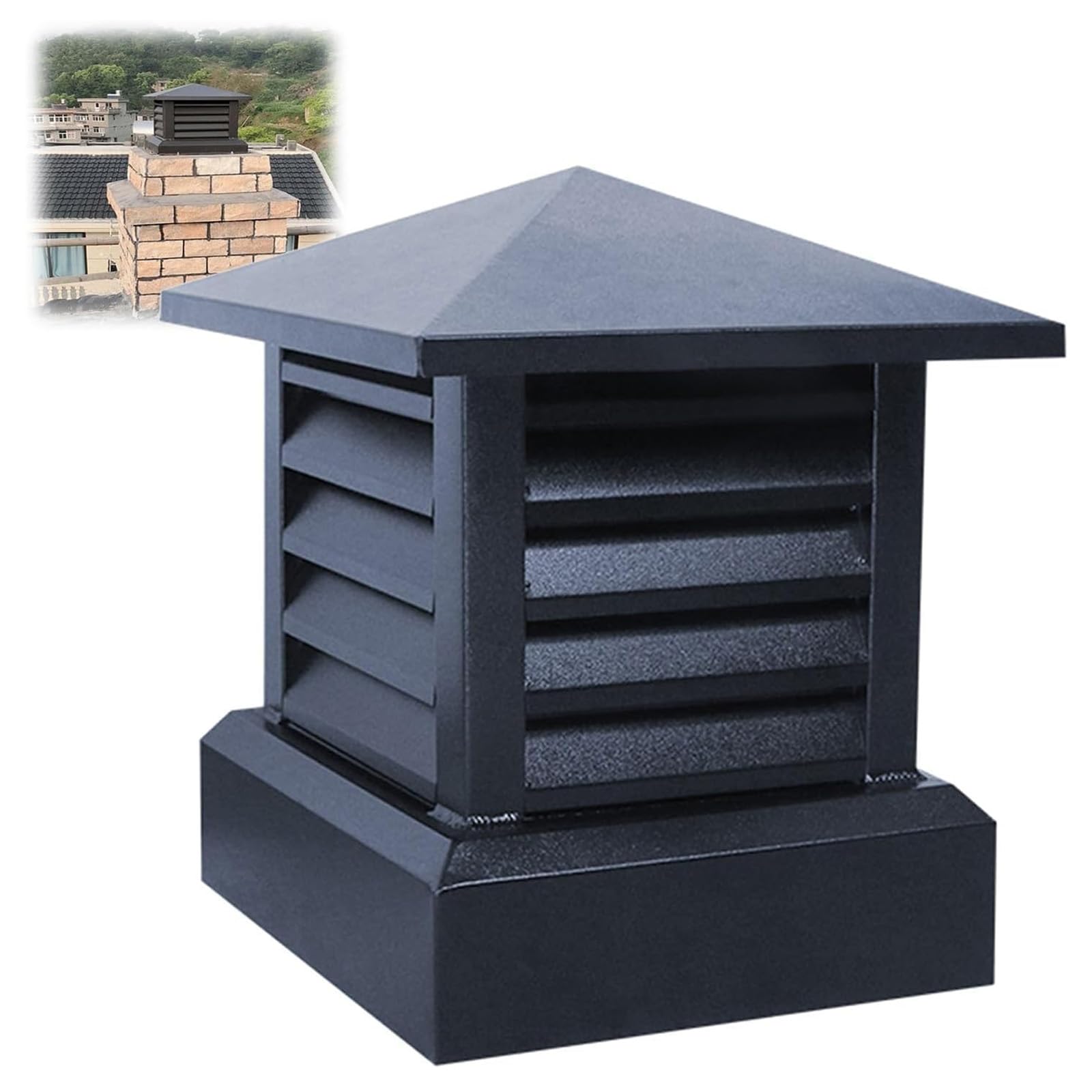 GYEQXKT Chimney Cap, Rainproof Fireplace Chimney Cover, Square Aluminum Alloy with Tapered Top and Louvre for Outdoor Chimney Flue Protection