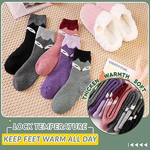Image of Velice Wool Socks for Women Merino Wool Boot Hiking Thick Thermal Warm Winter Crew Cushion Cozy Work Socks 5 Pairs