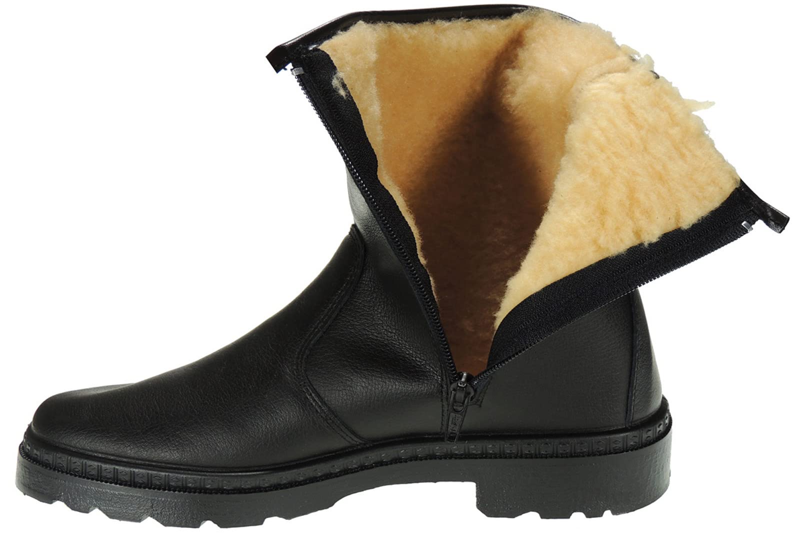 Calzados Romero POSTIGO | Bota Para Trabajos De Granja y Ganadería. En Piel Para Hombre. Caña De Media Altura y Cremallera. Negro talla 40