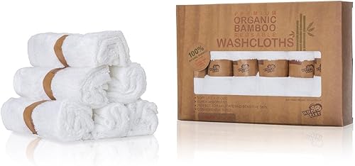 Miniatura 6 de Toallas de baño prémium para bebé (paquete de 6, 10 x 10 pulgadas), toallas 100% súper suaves, toallitas reutilizables, excelente juego de regalo