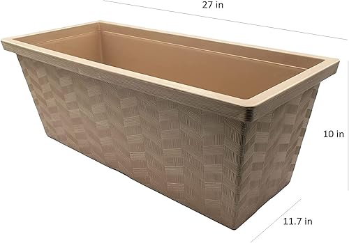 Miniatura 6 de The HC Companies 27 Inch Borden Rectangular Planter Box - Large Lightweight Outdoor Plastic Plant Pot for Vegetables, Herbs, Flowers Inch Chestnut