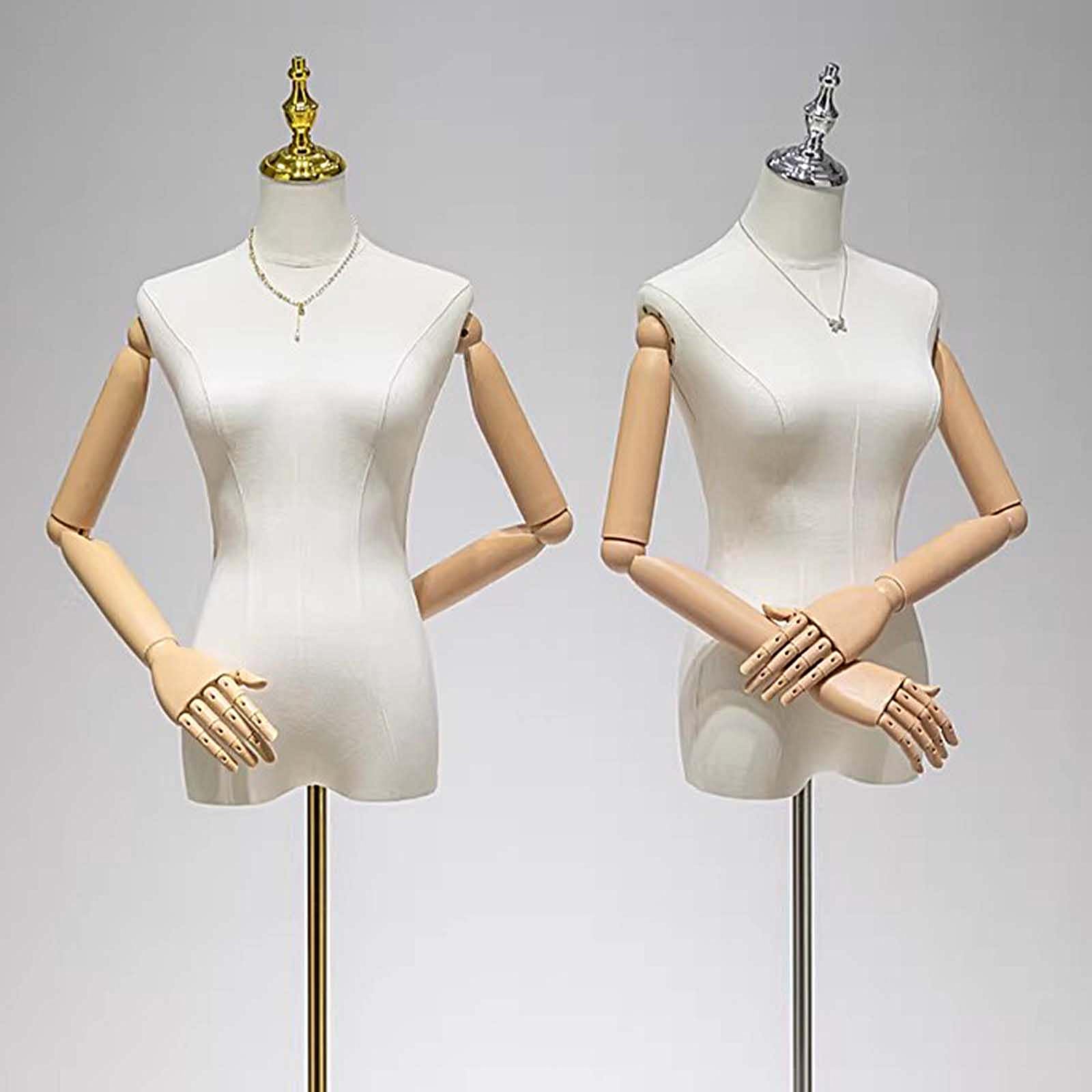 Maniqui Costura Mujer con Soporte Metálico Maniquí Costura Profesional Forro de Plástico y Tela Exterior de Lino Maniquí de Costura para Costura, Exhibición de Moda(Silver 2,M)