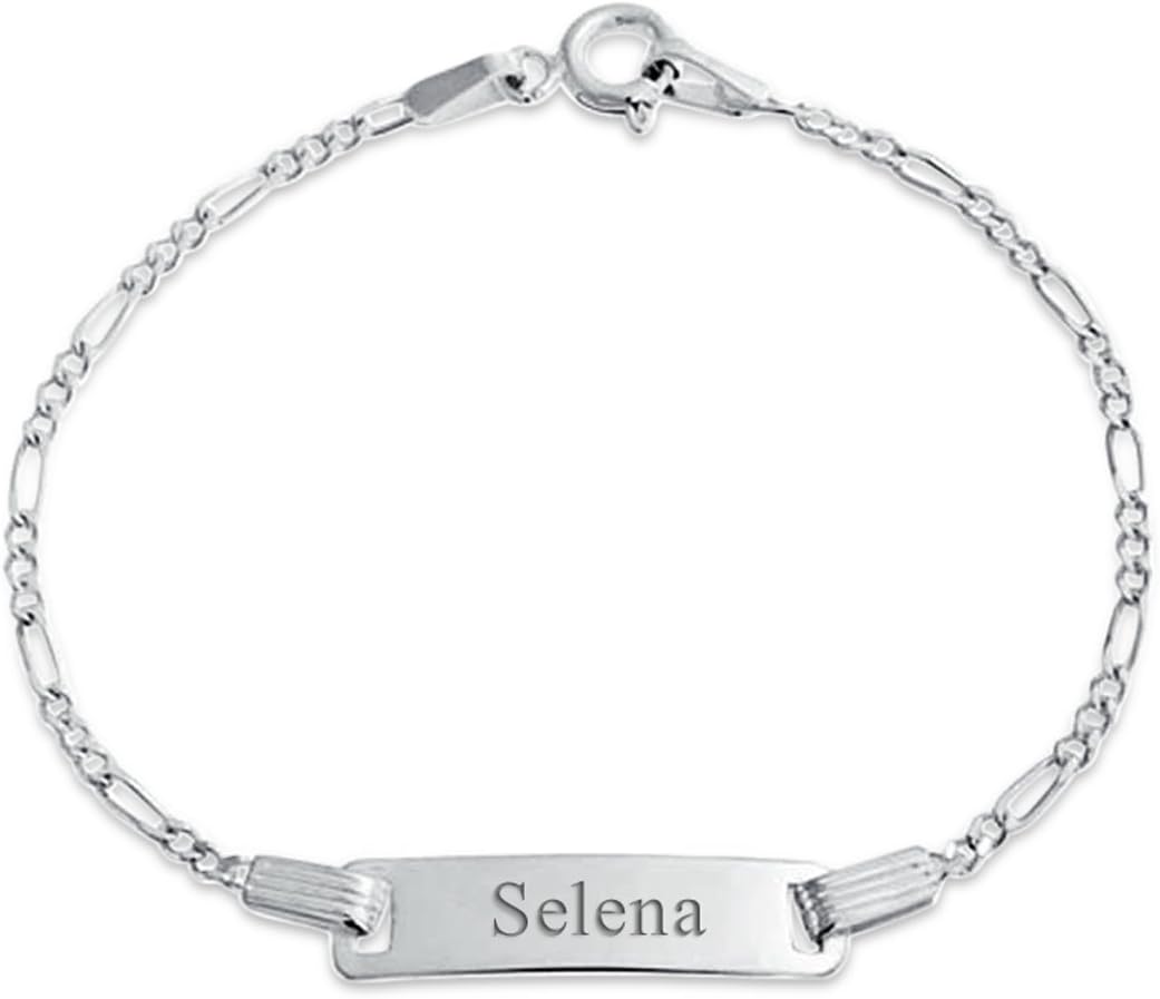 Bling Jewelry Dainty Personalize Engrave Thin Identification ID Bracelet Curb Cuban Link Name Plated.925 Silver Sterling Small Wrist 6 Inch