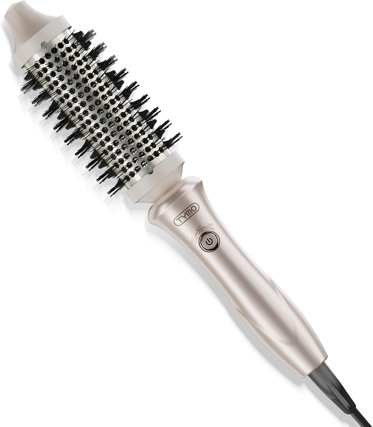 TYMO Thermal Brush Curling Brush – STYLUX 1.5 Inch Blowout Volumizer with Flexi-Fit for Hair Straightening, Heated Round Styler Tool, Hair Straightener and Curler 2 in 1, Dual Voltage, Gold
