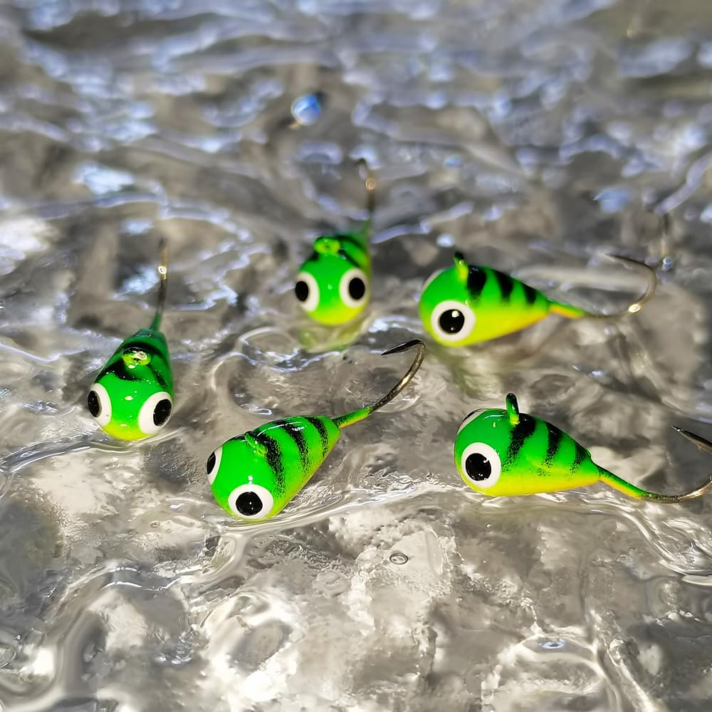 Lot de 10 leurres de pêche sur glace en tungstène, têtes plombées pour kit de pêche sur glace, panpoisson, crappie, perche (HP45, 5,0 mm)