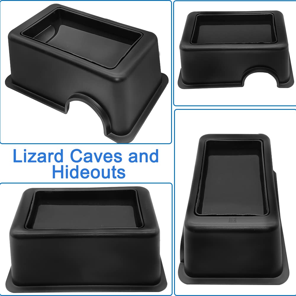 Hamiledyi Caja de escondite de reptiles, cueva de geco con fregadero, humidificador, lagartos, cabaña escondite, hojas flexibles, decoración de hábitat para mascotas, para serpientes, leopardo,