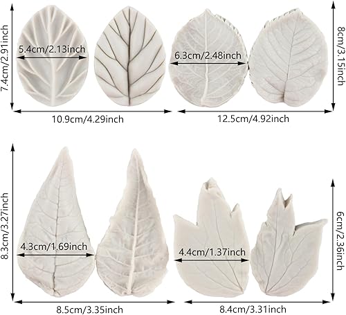 Miniatura 2 de Molde de veteado de silicona con hojas de goma para pasta de goma, molde de hojas de pasta de goma para decoración de pasteles de azúcar, decoración