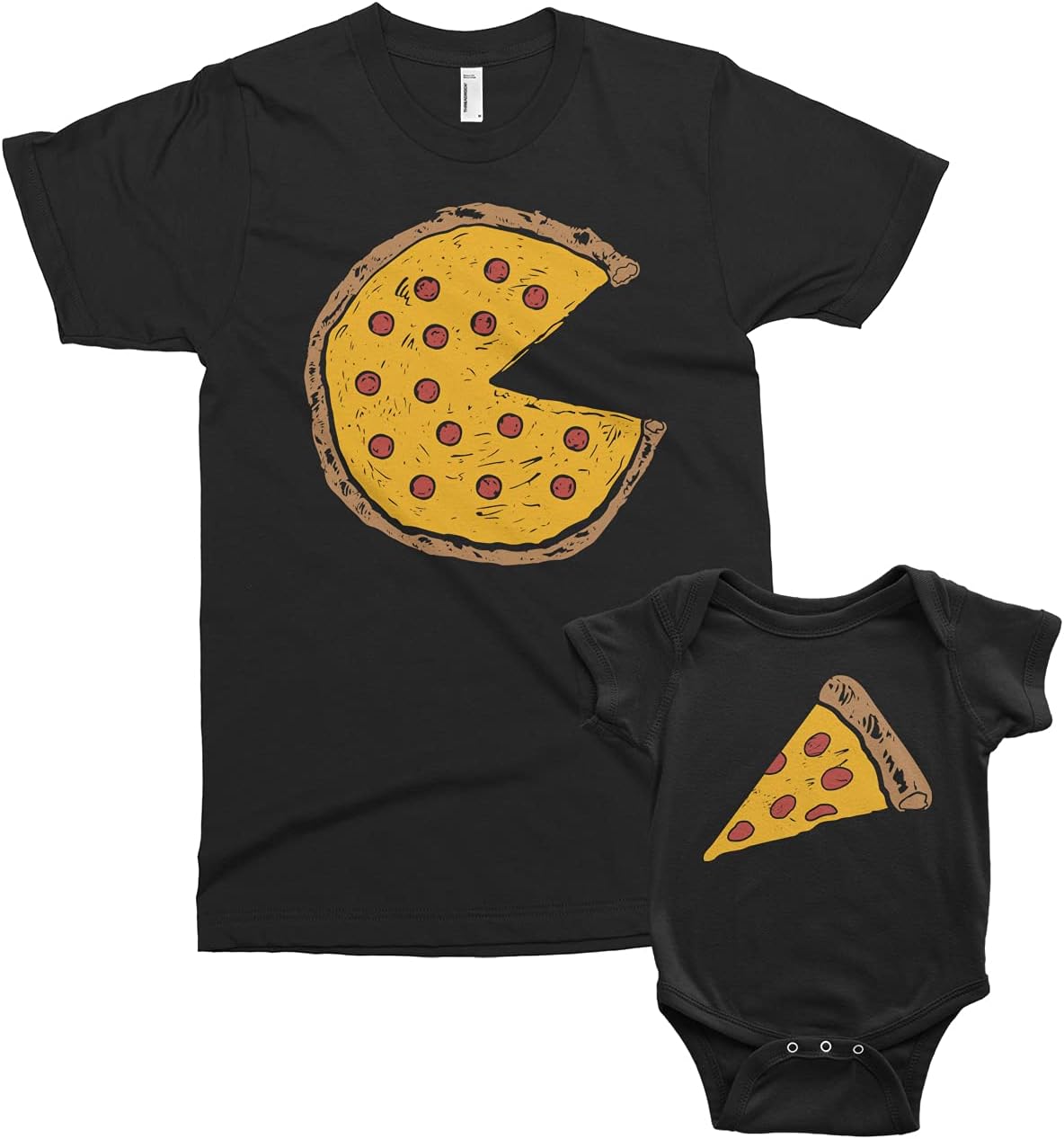 Threadrock Pizza Pie & Slice - Dad Baby Toddler Son Daughter Matching Shirts Set