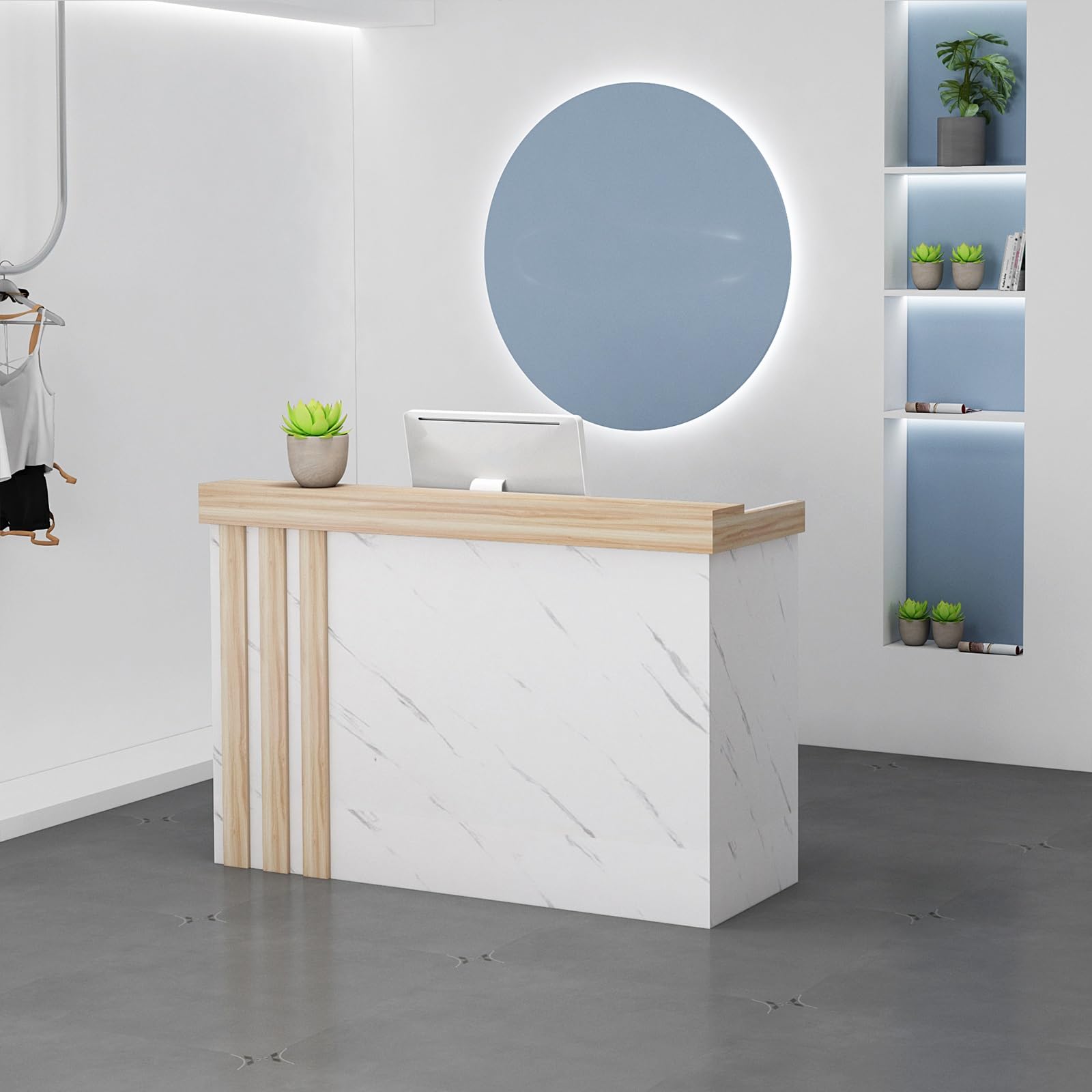 Moderno banco reception – elegante bancone anteriore per Reta & Office Checkout – Stazione di ricezione compatta con spazio di archiviazione – perfetto per aziende e uso commerciale