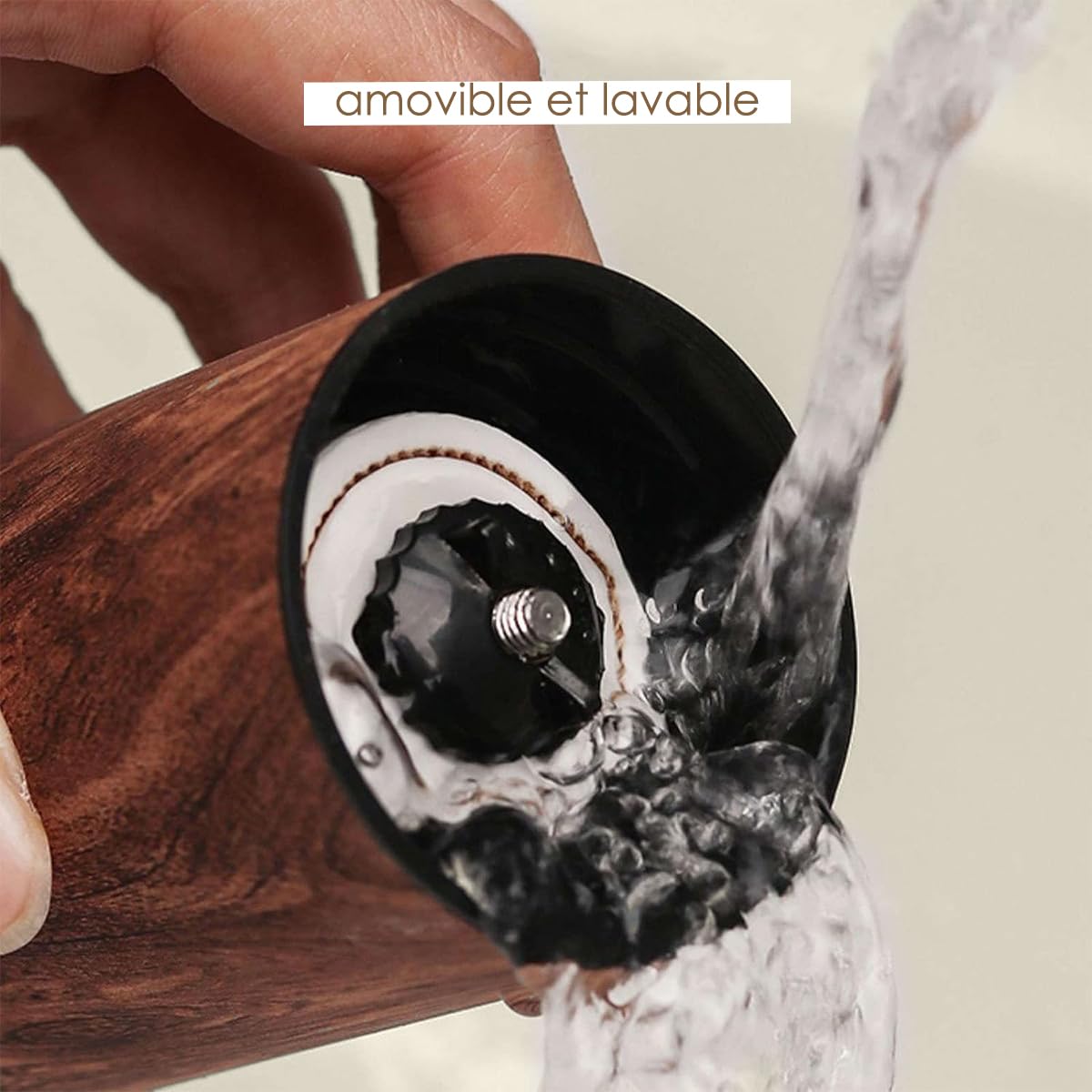 Moulin à Café Manuel Réglable en Acier Inox, Meules en Céramique – Silencieux et Portable pour Expresso, Moka, French Press et Aeropress – Coffee Grinder Aspect Bois pour Maison et Voyage – Capy Brew