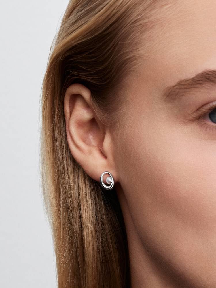 Pandora Essence Organisch Geformte Ovale & Behandelte Süßwasserzuchtperlen Ohrringe aus Sterling Silber, 293295C01