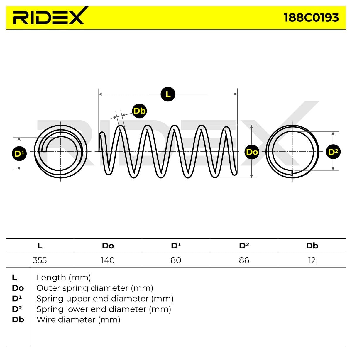 RIDEX 188C0193 2x Muelle de suspensión Eje delantero