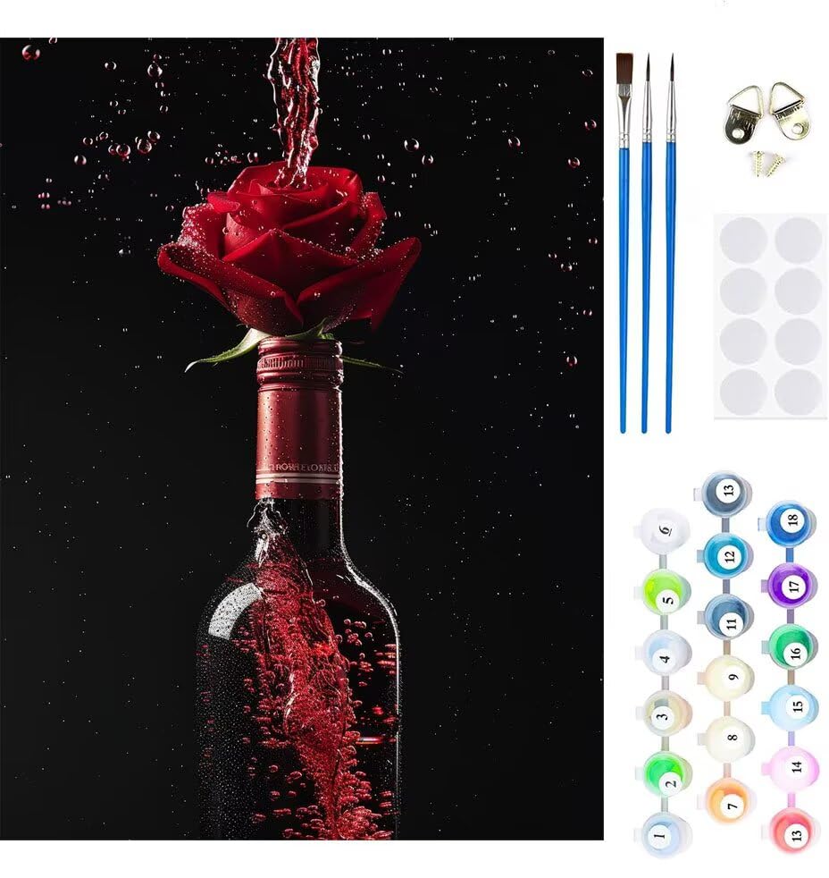 Peinture par numéros pour adulte fleur rose relaxation