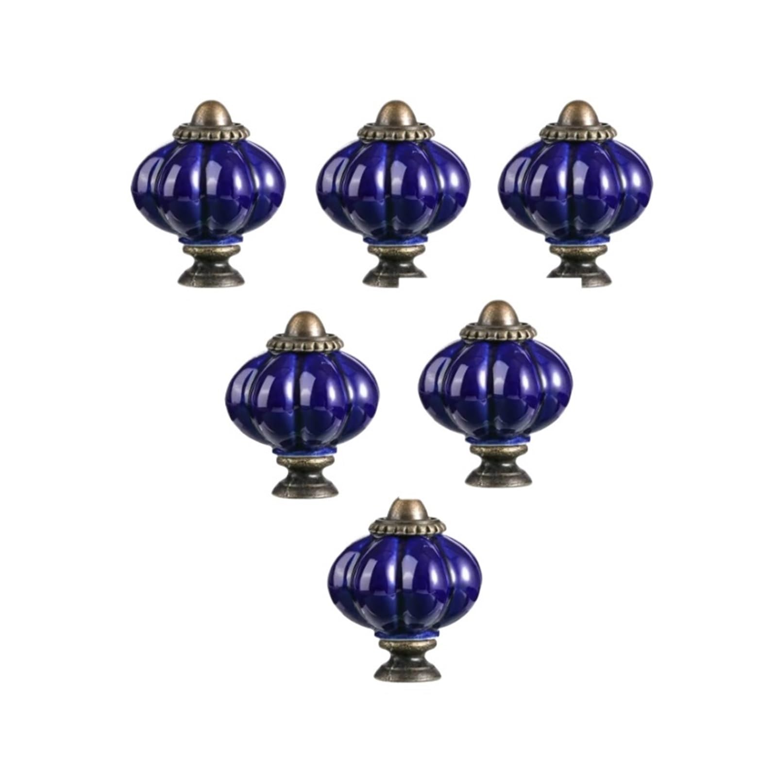 KLdcfhDR 3/6/12pcs Polished Metal Dark Green Ceramic Cabinet Dresser Knobs Set with Hardware(Navy blue-6pc)