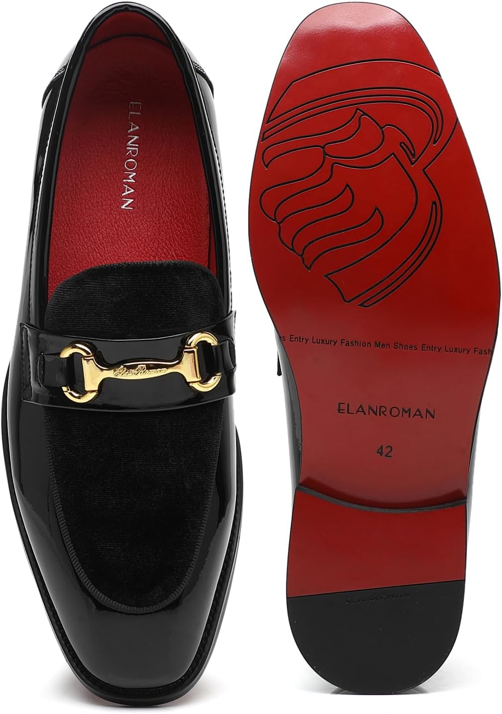 ELANROMAN Mens Dress Loafers Classic Patent Velvet Penny Tuxedo Shoes - Image 6