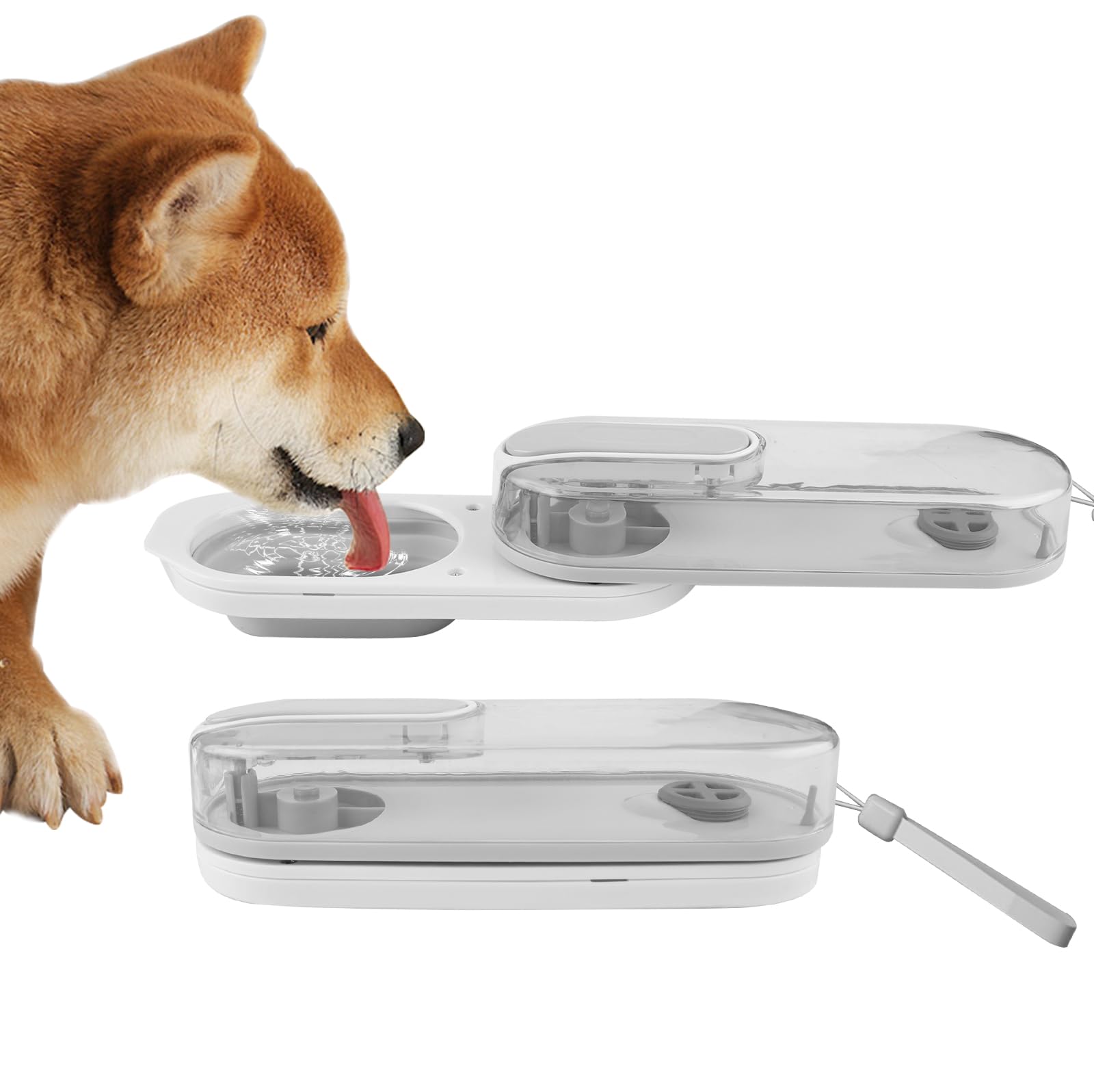 TOATELU 1 botella de agua para perros: botella para perros para viajes, botella de agua portátil para perros para todos los tamaños de perros, plegable para senderismo y camping (gris, 30 x 7 x 4,5